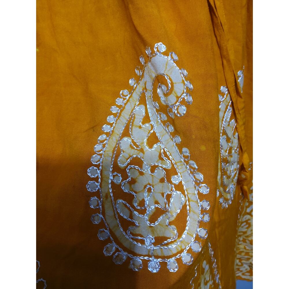 Raj Made in India long skirt sz S Orange embroidered romantic flowy boho flowy - Picture 8 of 10